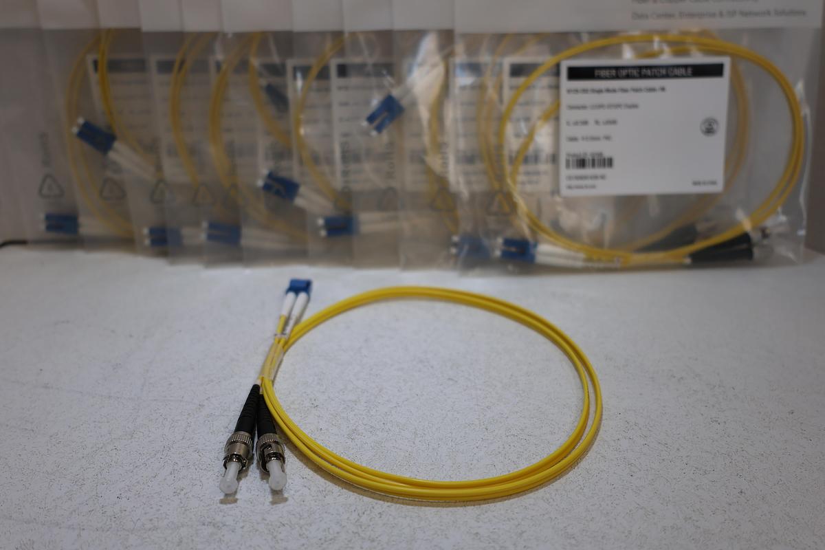 Lot of 2 FS.com LC/ST Duplex OS2 Single Mode Fiber Patch Cables 1M New