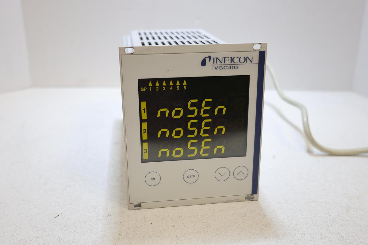 Used INFICON VGC403 398-021 3-Channel Vacuum Gauge Controller 90-250VAC