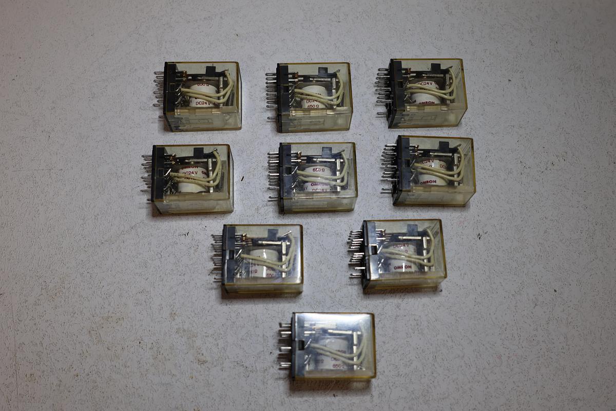 Used Omron MY4 Relay Lot of 9 – 24V DC Coil – 14-Pin 4PDT – General Purpose GHA-186