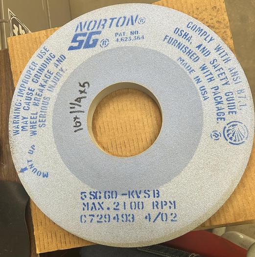 Used Norton 16" X 1-1/4" X 5" Grinding Wheel 55SG60-KVSB - GHA-166