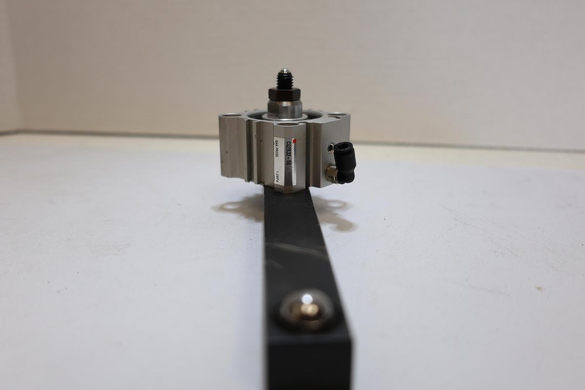 Used SMC CQ2B32-5S Compact Pneumatic Cylinder w/ Lever Arm Assembly