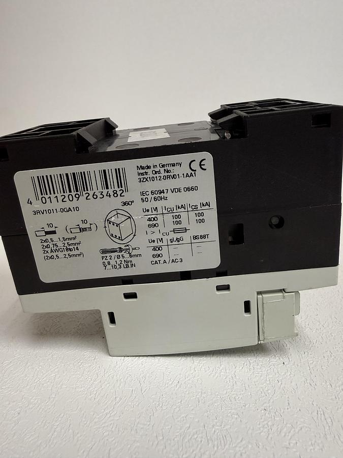 Used Siemens 3RV1011-1GA10 Motor Protection Circuit Breaker GHC-39