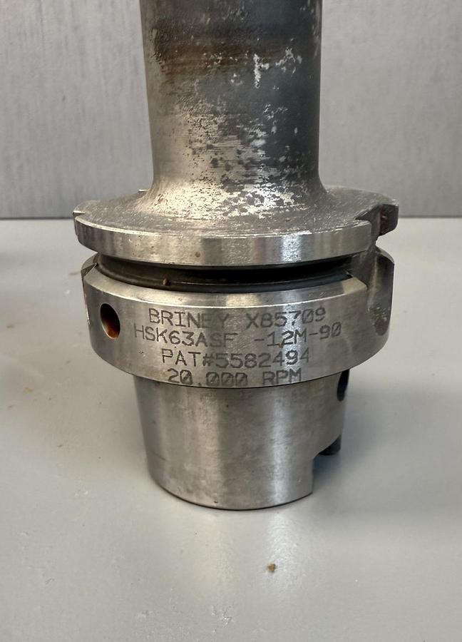 Used Briney HSK63ASF-12M-90 Shrink Fit Tool Holder GHA-GS53