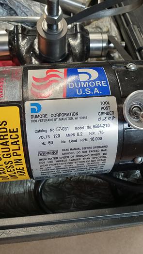 Used Dumore 57-031 3/4HP Tool Post Grinder W/ Case & Accessories GH506