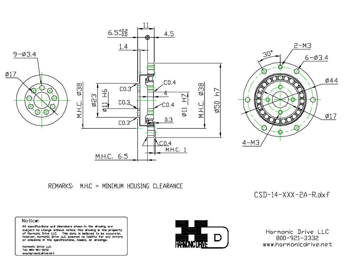 Used Harmonic Drive CSG-14-100-2A-R Component Set GHC-25