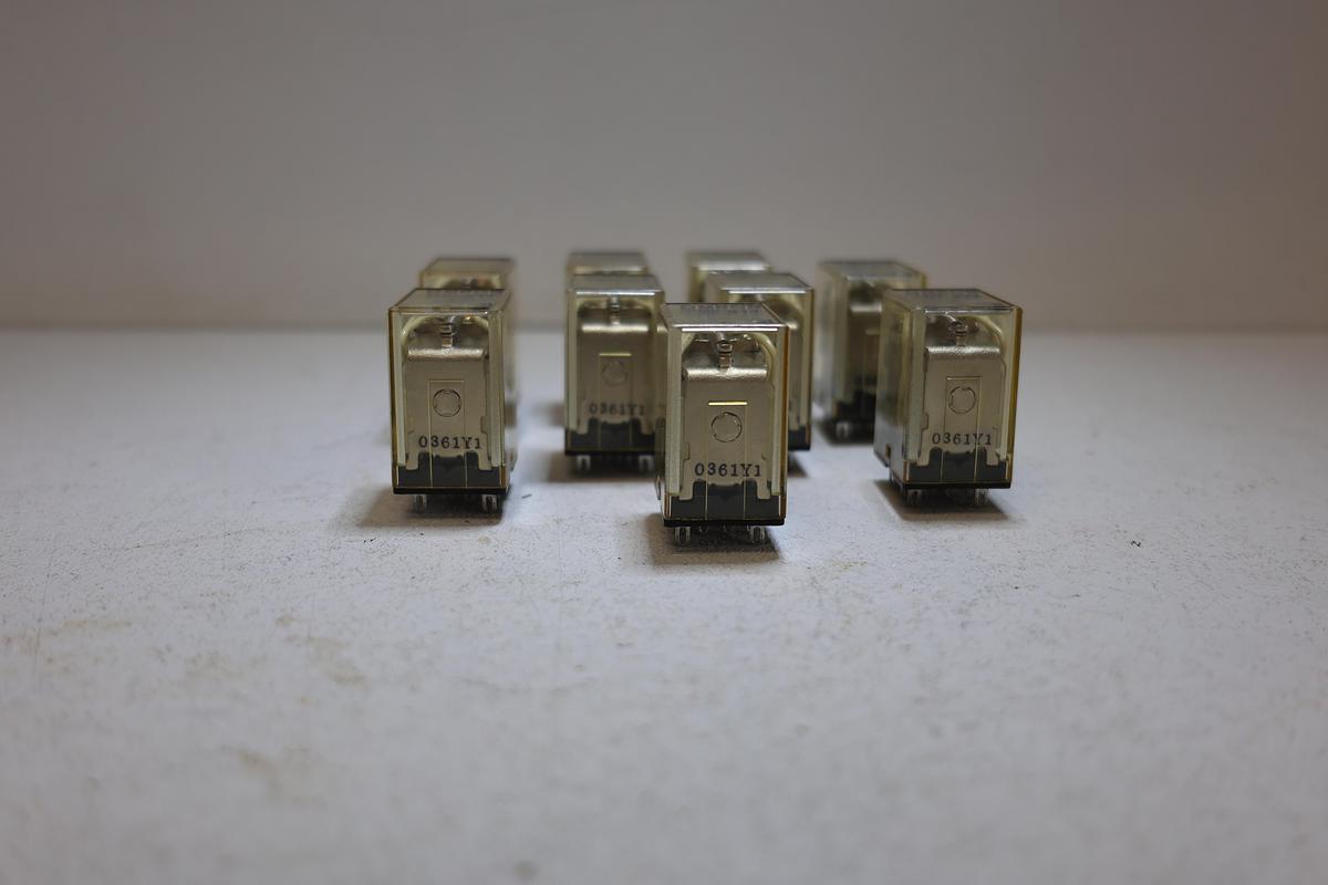 Used Omron MY4 Relay Lot of 9 – 24V DC Coil – 14-Pin 4PDT – General Purpose GHA-186