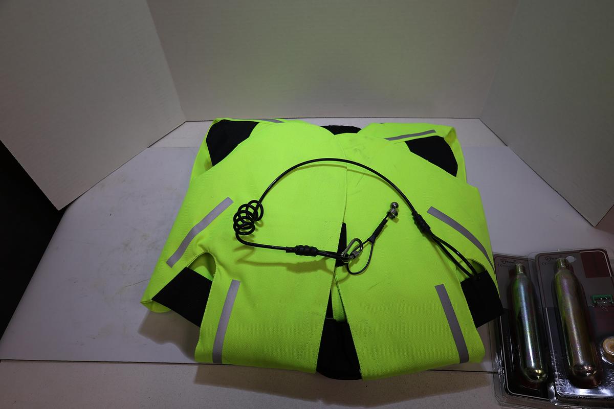 Nuoniu Motorcycle Airbag Safety Vest Hi-Vis Yellow w/ 4 CO2 Cartridges NEW