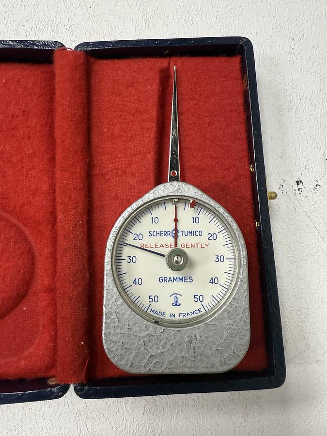 Used Scherr Tumico Force Tension Spring Scale Gauge – 50 Grams GHC-28