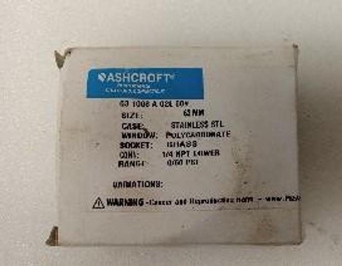 Ashcroft Pressure Gauge 0-60psi 1/4" NPT 63 1008 A 02L 60 GH104