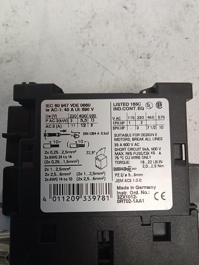 Used SIEMENS 3RT1024-3A Contactor 24V Coil 3RH1921-2FA22 GH118