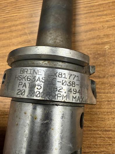 Used BRINEY HSK63ASFC-038-590 SHRINK FIT TOOL HOLDER GHA-GS50