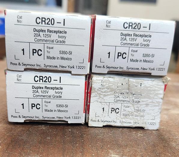 Pass & Seymour Ivory Receptacle Outlet Duplex CE20-I 20A 125V (Lot of 4)- GHB-70