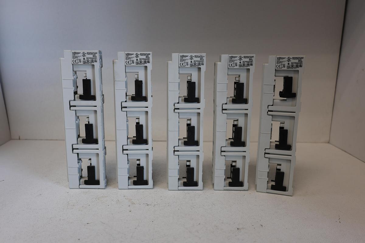 Used (Lot of 5) Wöhner 01508 60 Classic busbar support / mounting bracket) 60mm Busbar Support (3‑pole)