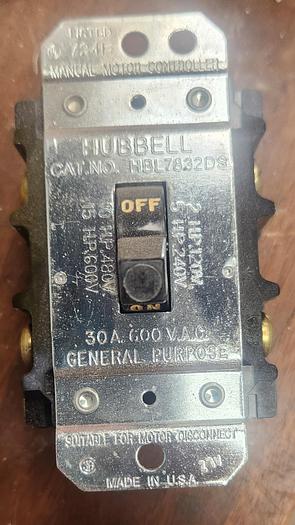 Hubbell HBL7832D Manual Motor Switch 30A 600VAC 2 Pole - GHA-118