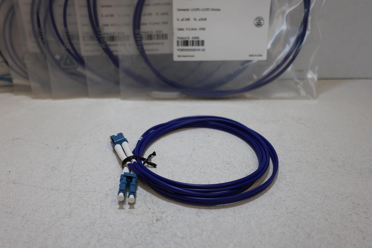 Lot of 2 FS.com Armored LC/UPC OS2 Single Mode Fiber Patch Cables 1M
