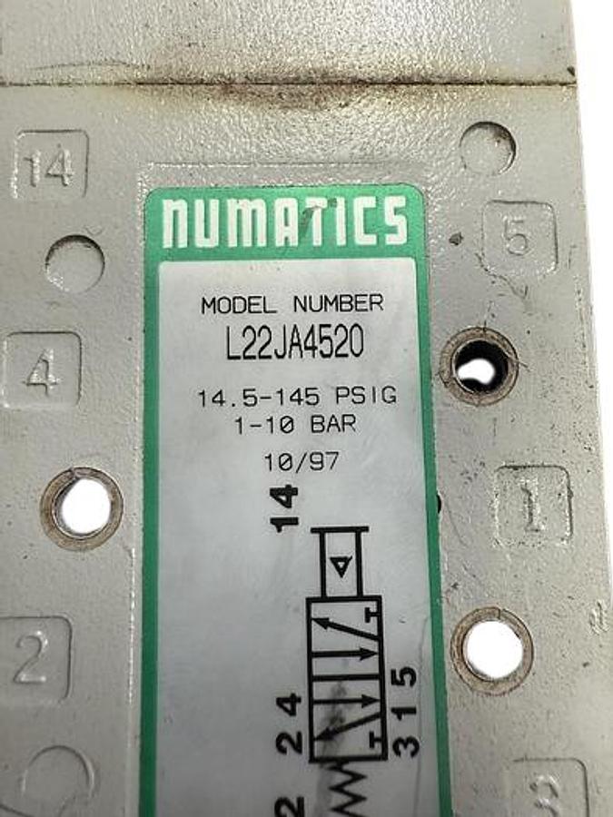 Used NUMATICS L22JA4520 14.5-145 PSGI Pneumatic Valve