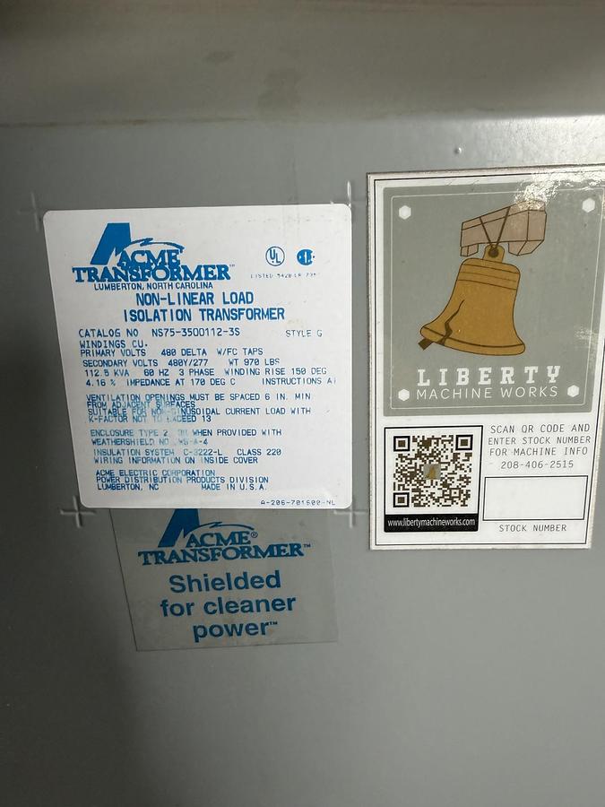 Used Acme NS75-3500112-3S 112.5KVA 480/277 Volt 3 Phase Transformer
