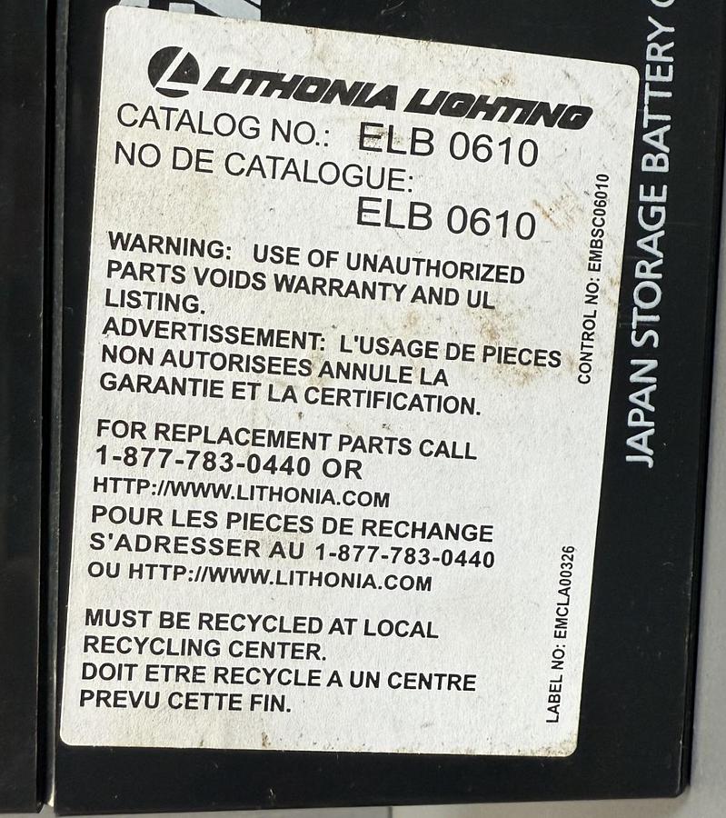 Used LITHONIA LIGHTING ELB0610 GHB-43