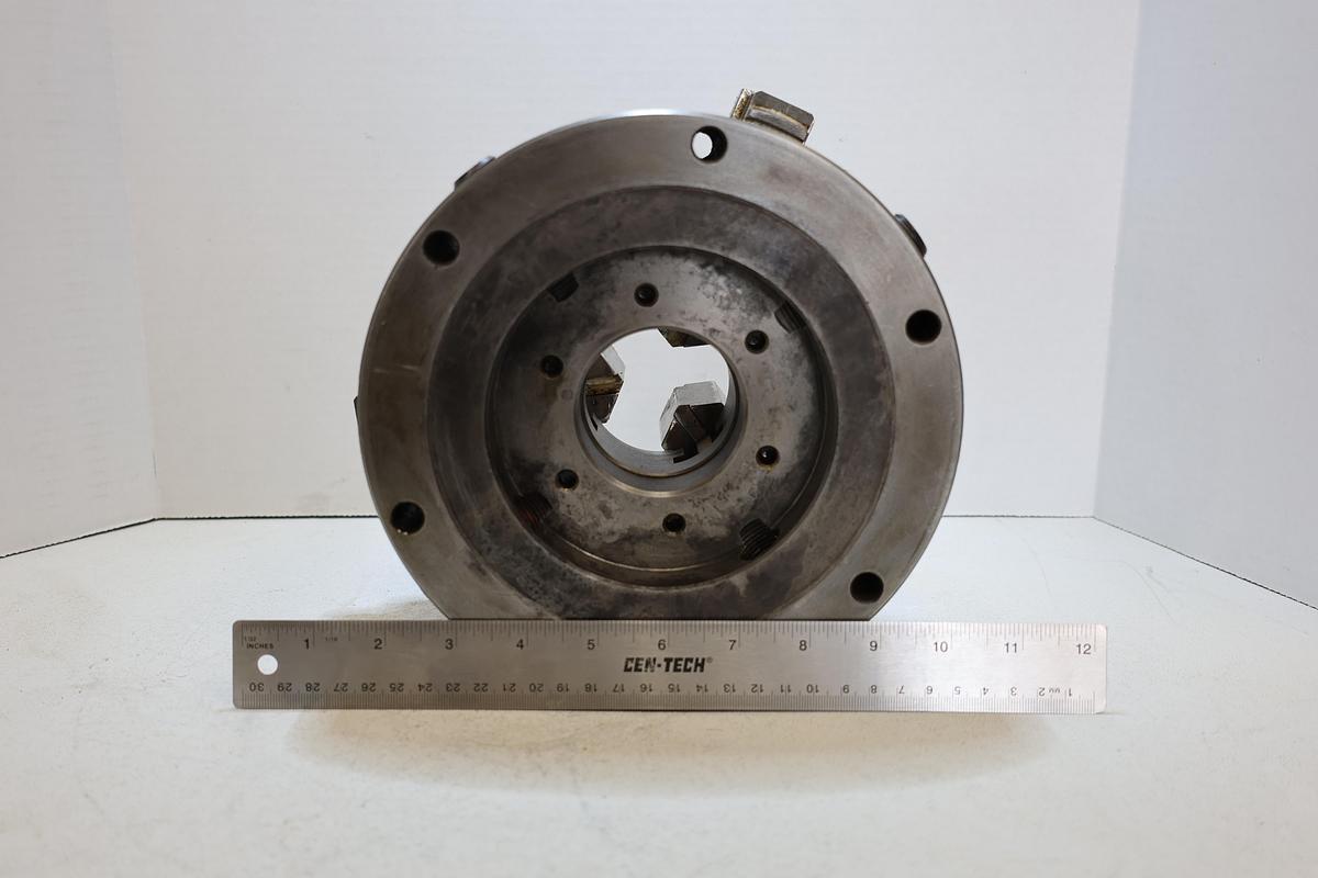 Used Heavy Duty 3-Jaw Self-Centering Lathe Chuck Reversible Jaws Used 8"