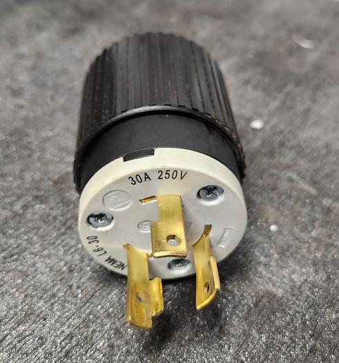 Used Hubbell NEMA L6-30P 30A 250V Twist Lock Plug Cord End - GHA-125