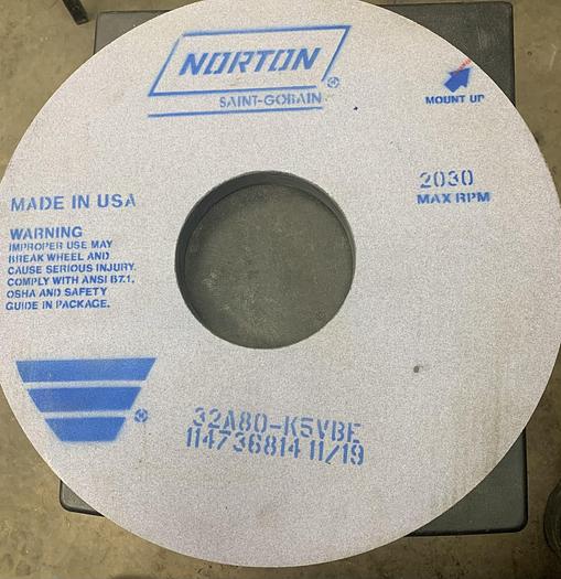 Used Norton 16"x1"x5" 32A80-K5VBE Grinding Wheel GHA-160