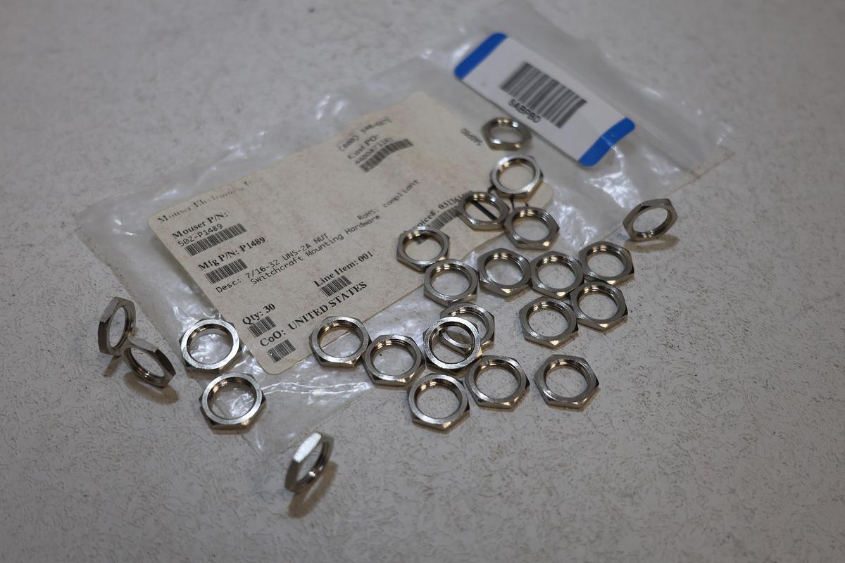 Lot of 24 NEW Switchcraft P1489 Mounting Nuts – 7/16-32 UNS-2A Thread