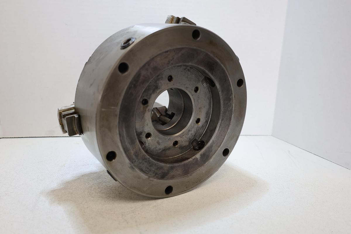 Used Heavy Duty 3-Jaw Self-Centering Lathe Chuck Reversible Jaws Used 8"