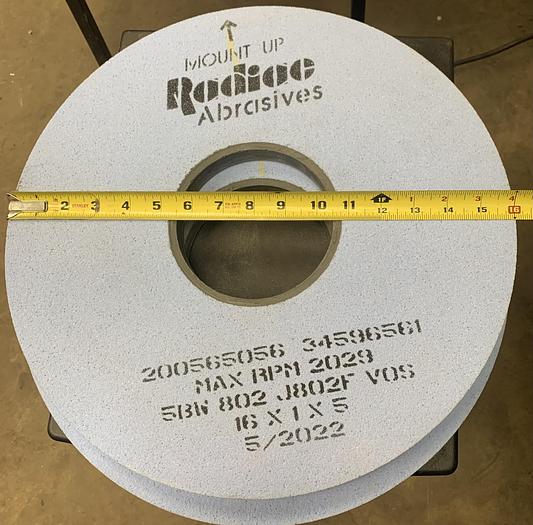 Used Radiac Abrasives 16"x1"x5" Grinding Wheel 5BW 802 J802F VOS 2-pack  GHA-165