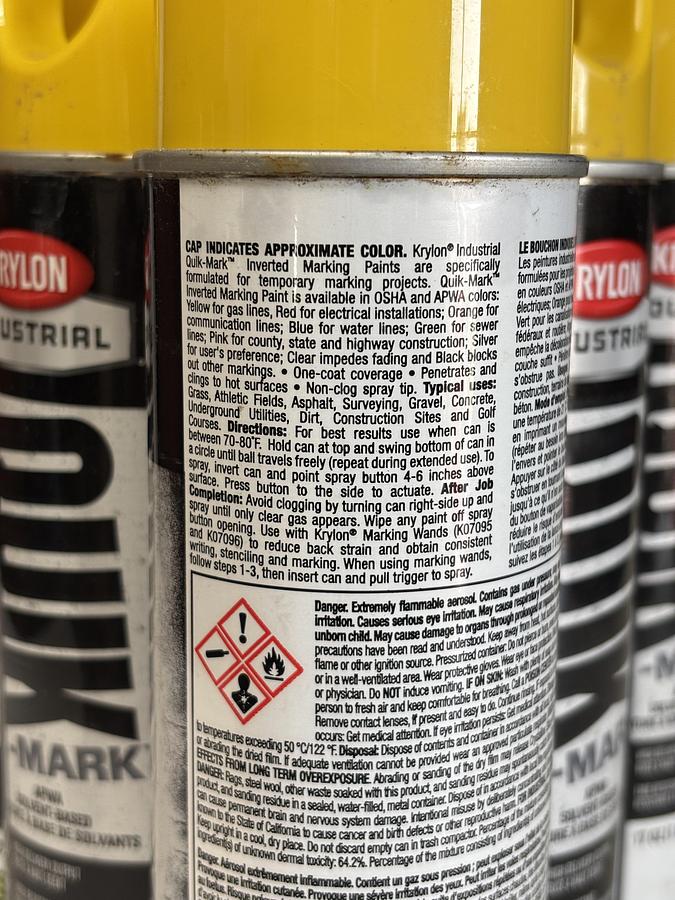 Used (Lot of 5) Krylon Quik Mark A03823007 APWA Safety Yellow 17oz GHA-SS4