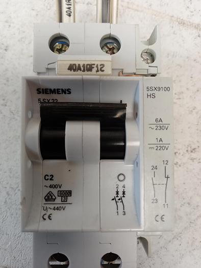 Used SIEMENS 5SX22 C2 2-Pole 6A 400V 5SX9100HS Circuit Breaker GH103