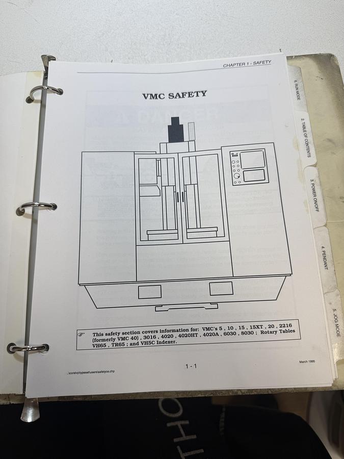 Used Fadal Engineering Co. Inc. VMC Operator Manual GHGC-22
