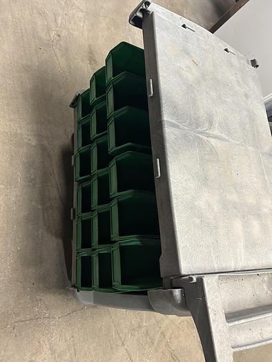 Used AKRO-MILS Bin Utility Cart - 11" X 5-1/2" X 5" Green Bins - GHC-11