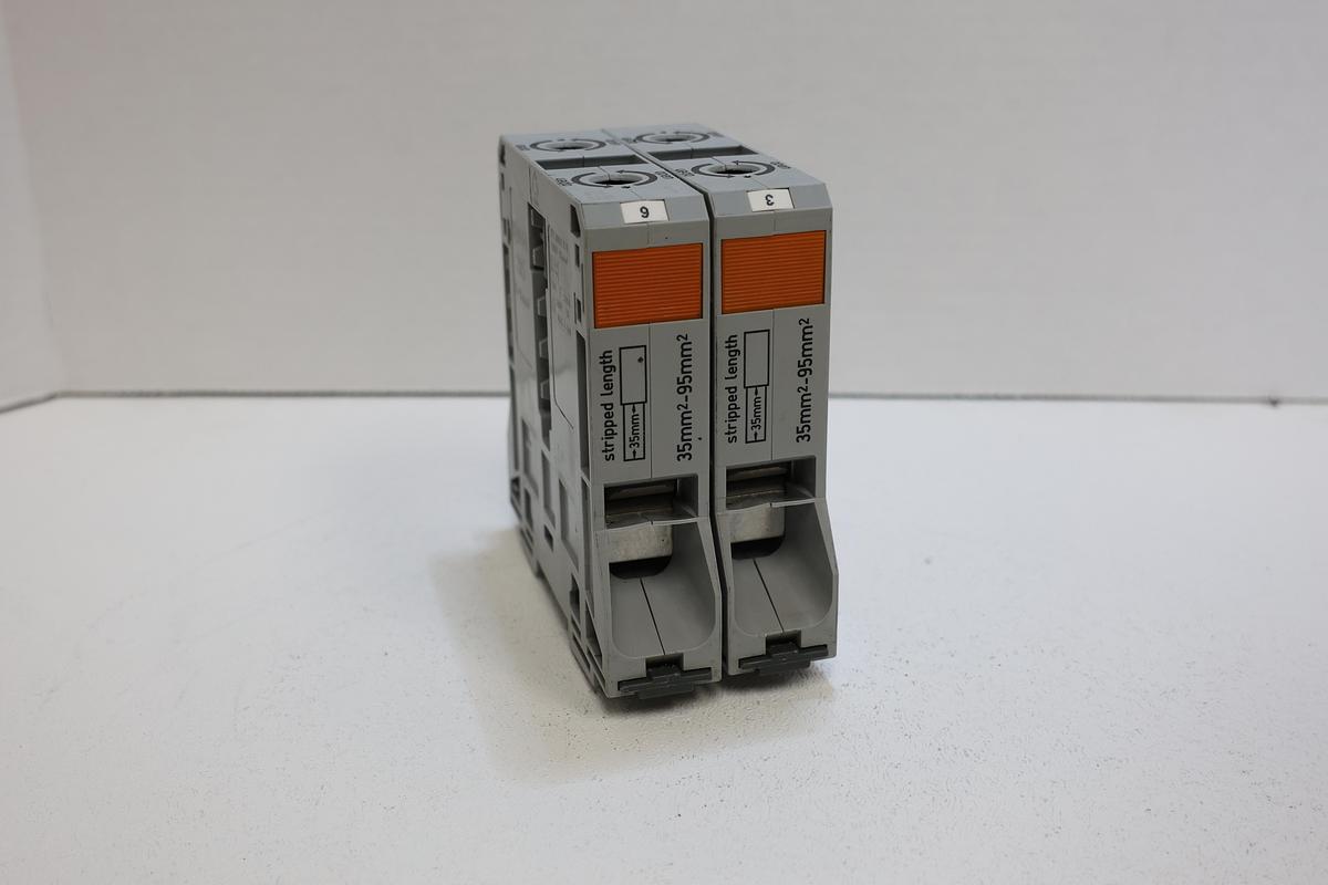 Used WAGO 285 Double Power Terminal Block 35mm²-95mm² DIN Rail Mount GHC-07