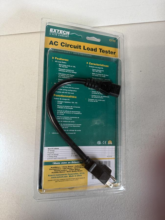 Used (NEW) Extech CT70 AC Circuit Load Tester Instrument Cat II 300V Max GHC-33