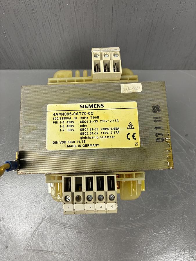 Used Siemens 4AM4895‑0AT70‑0C – Control Circuit Transformer GHB-81