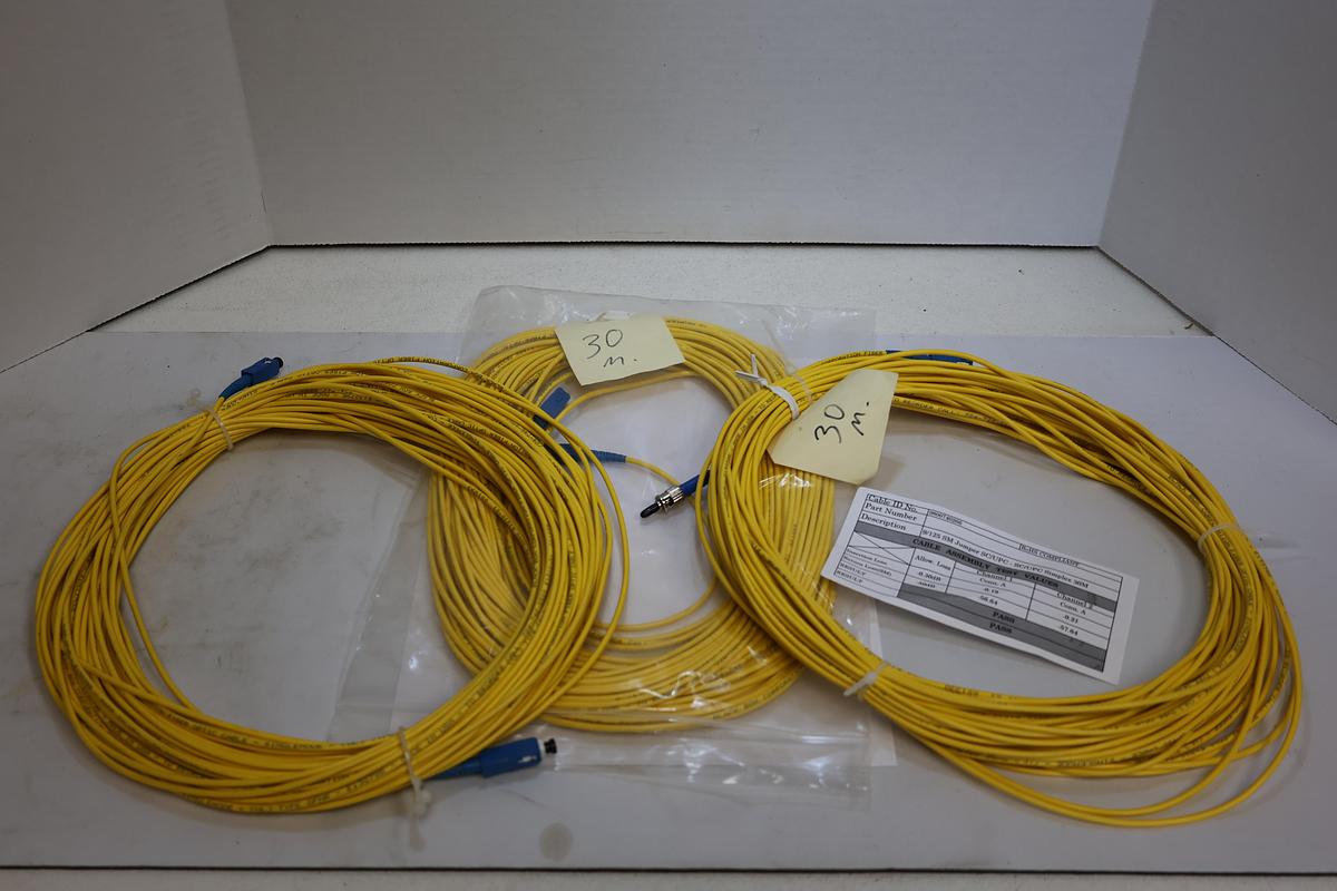 Lot of 3 30M Singlemode Fiber Optic Patch Cables Mixed Connectors 9/125