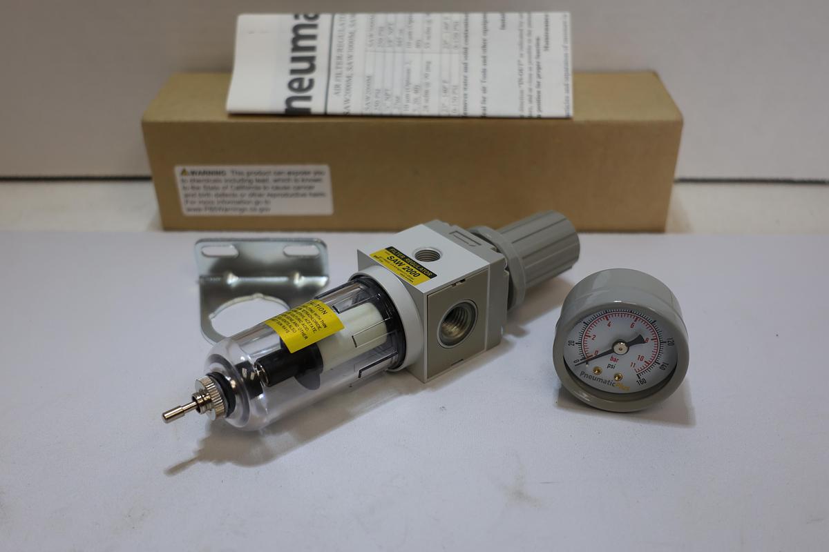 PneumaticPlus SAW2000M-N02BG 1/4" NPT Air Filter Regulator w/ Gauge New