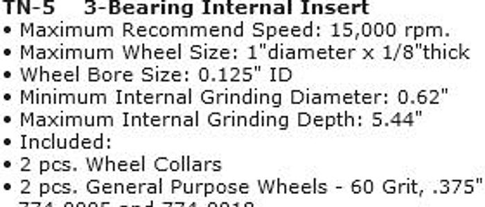 Dumore TN-5 Internal Insert for 5T-200 Spindle GH508