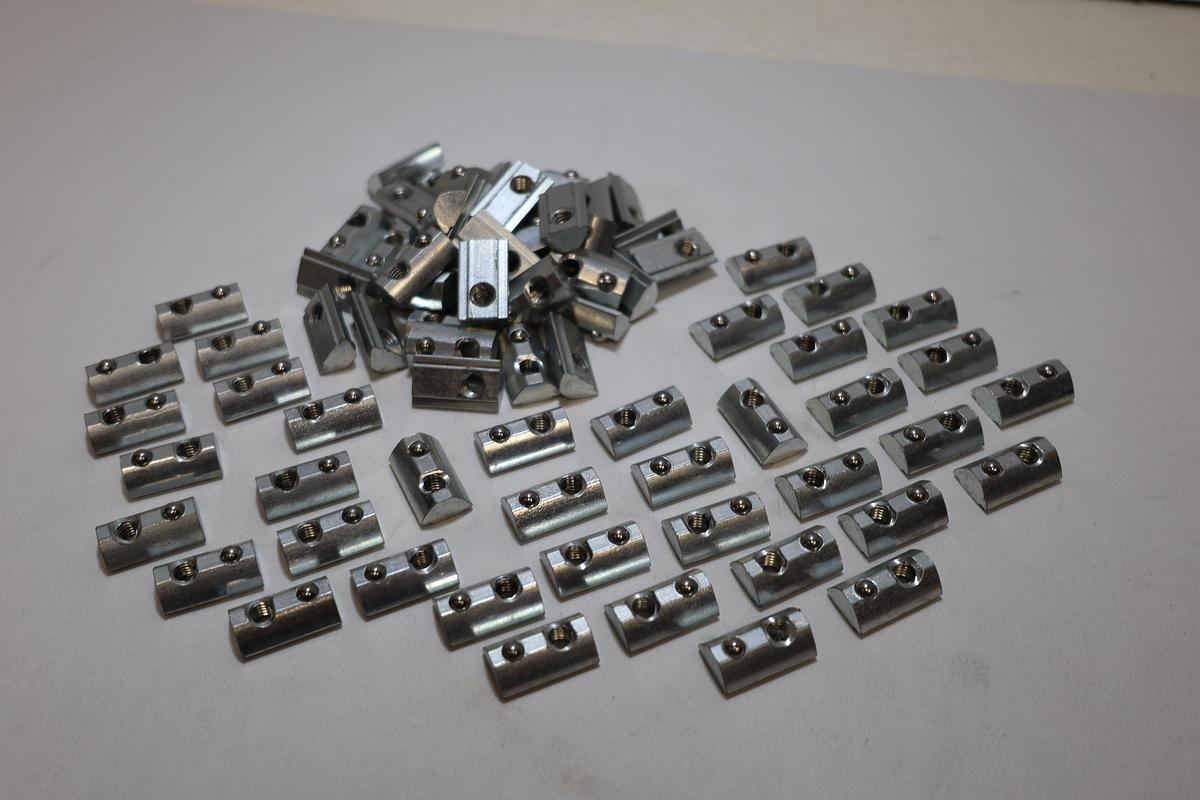 Lot of 78 Spring Loaded T-Slot Nuts 7/8" x 1/2" Aluminum Extrusion Hardware