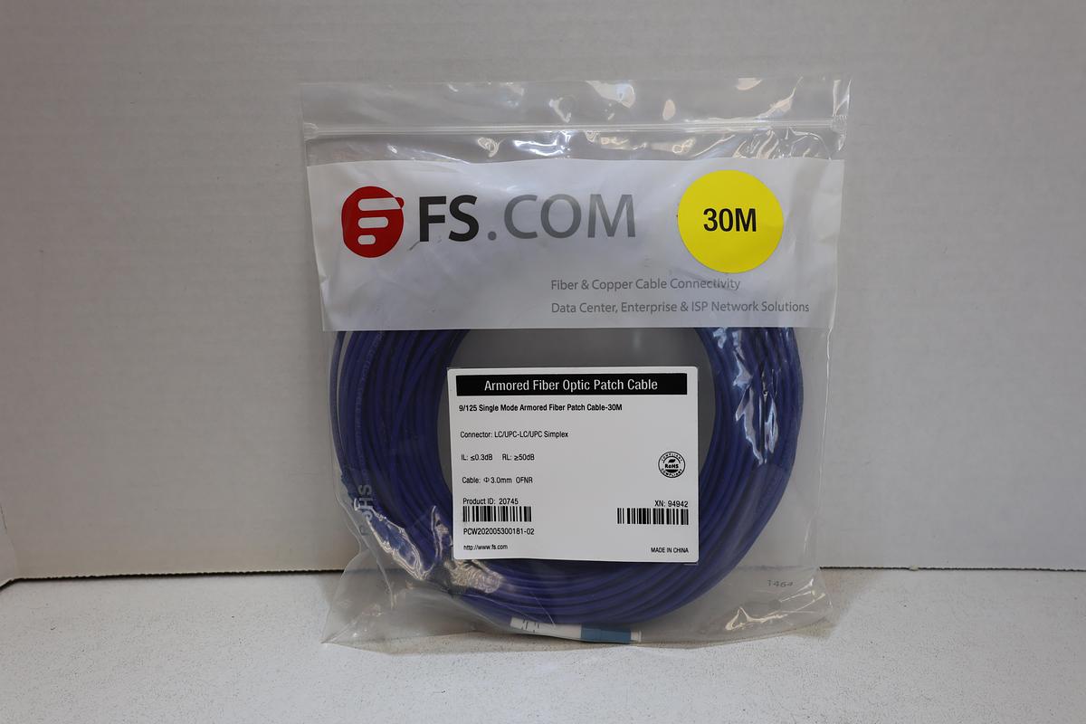 FS.com 30M Armored Fiber Optic Patch Cable LC/UPC-LC/UPC Single Mode