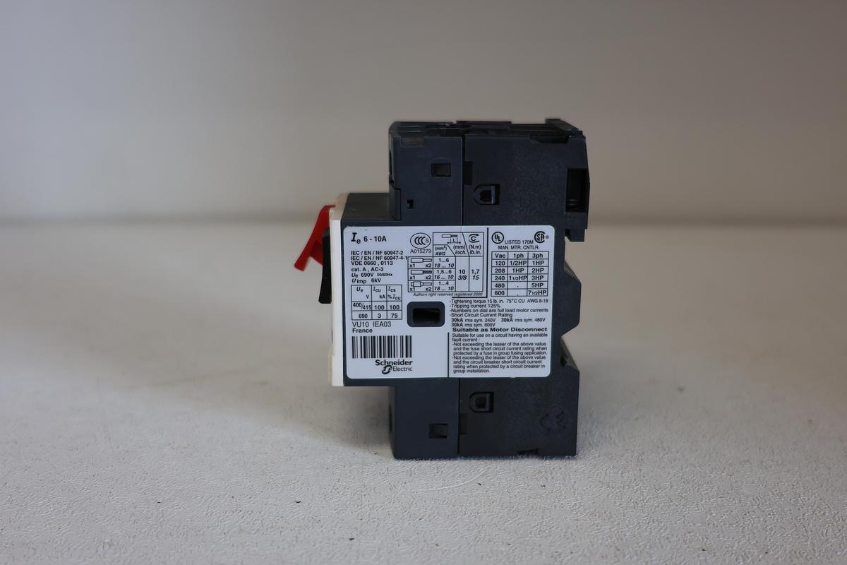 Used Telemecanique GV2ME14 Manual Motor Starter / Circuit Breaker – 6–10A Adjustable GHC-16