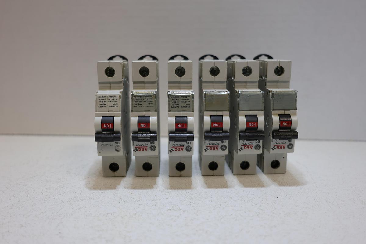 Used  AEG Elfa EP61 B6 Miniature Circuit Breaker 6A 1-Pole Lot of 6 DIN Rail