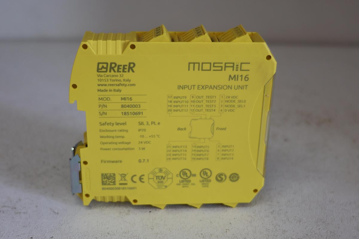 Used REER Mosaic MI16 Digital Input Expansion Unit – P/N 8040003 – 16 Inputs – Safety Module GHA-54