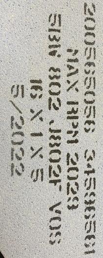 Used Radiac Abrasives 16"x1"x5" Grinding Wheel 5BW 802 J802F VOS 2-pack  GHA-165