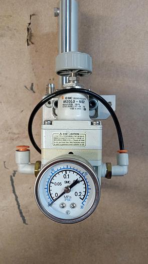 Used SMC MGGLB20TN-150 Guided Slide Cylinder 145psi W/IR2000-N02 Regulator 150psi GH501