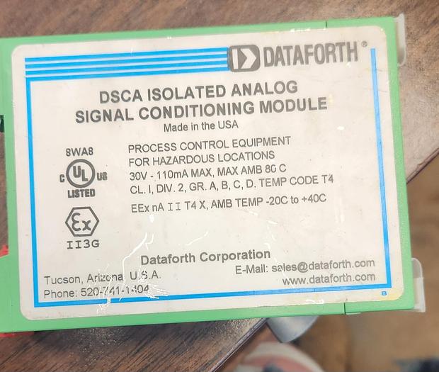 Used Dataforth DSCA34-02, DSCA isolated analog signal conditioning module, out 0-+10V GHGC-D5