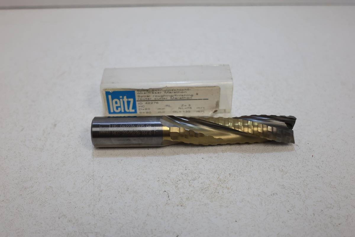 Used Leitz Spiral Rough/Finish Router Bit 20mm Shank 19mm Resharpened 130mm OAL