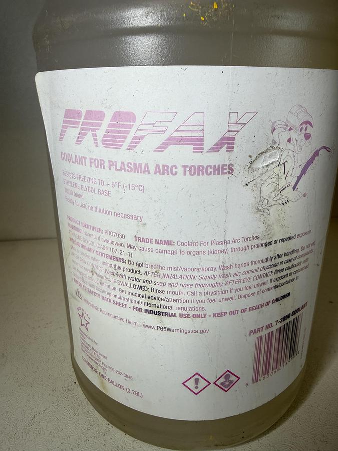 Used PROFAX 7-2850 Coolant for TIG & Plasma Arc Cutting Torches 50/50 Blend GHA-8