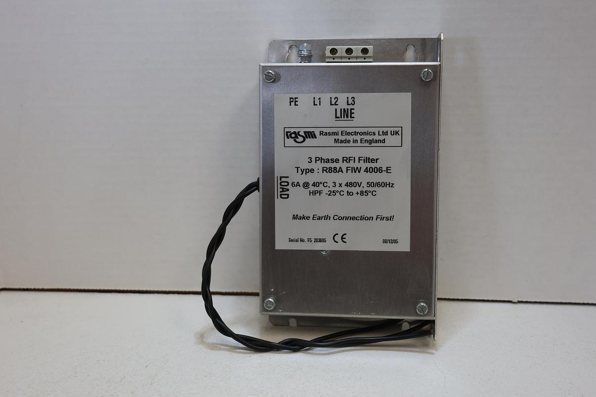 Used Rasmi R88A-FIW-4006-E 3-Phase RFI Noise Filter 6A 480VAC Used Tested