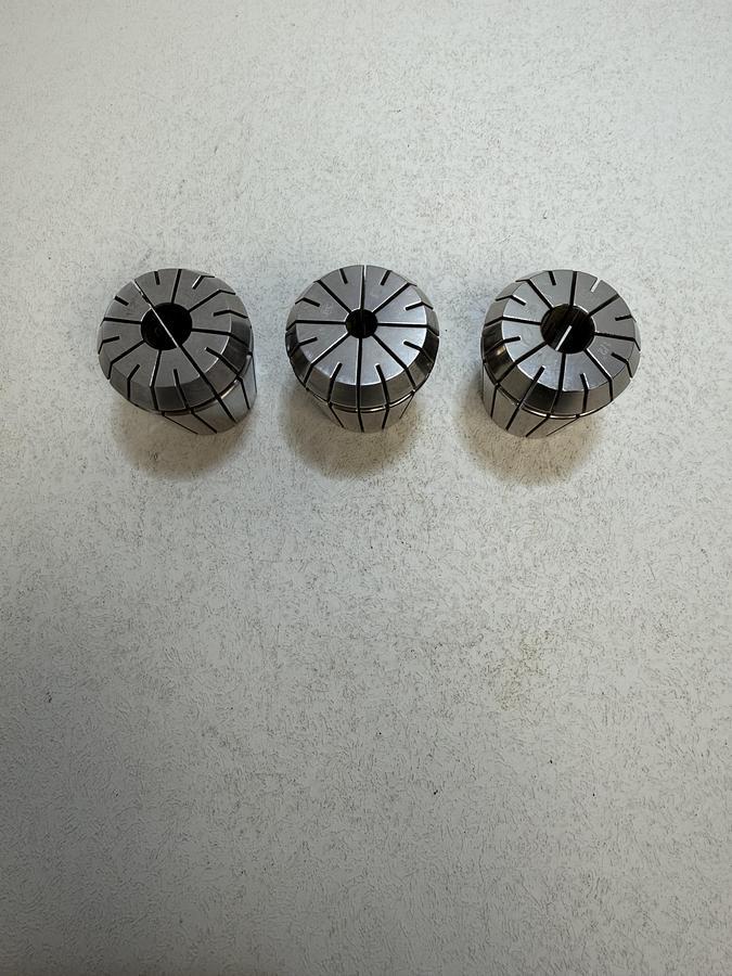 Used Techniks ER40 Collet Lot of 3 (2) 1/2" & (1) 8-7mm Precision Collets CNC Tooling